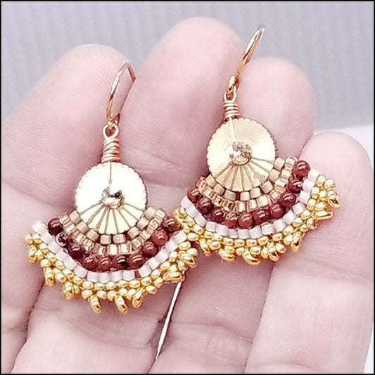 Fan Earrings Rich Gold Secondary