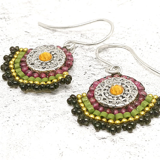 Beaujolais Gemstone Fan Earrings