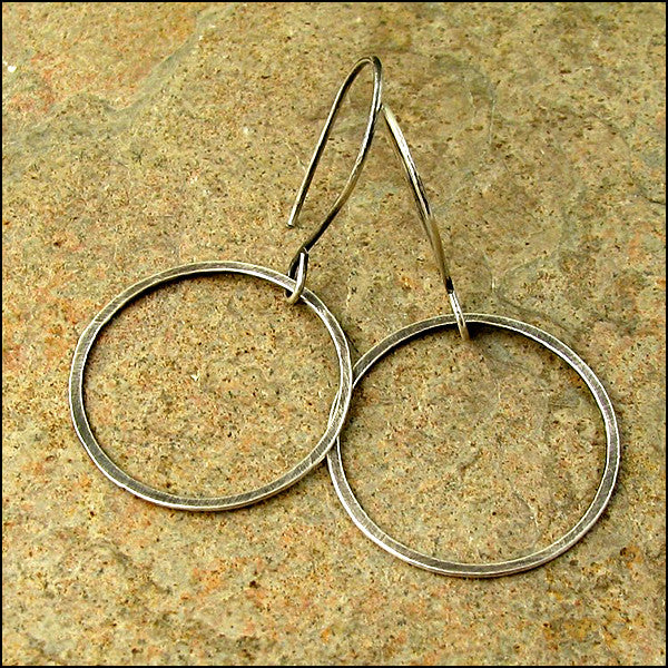 Oxidized Sterling Hoop Earrings , Earrings - No Roses Ore, No Roses Jewelry Artisan Jewelry Los Angeles - 2