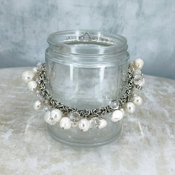 Modern Romance Pearl and Swarovski Crystals Bracelet