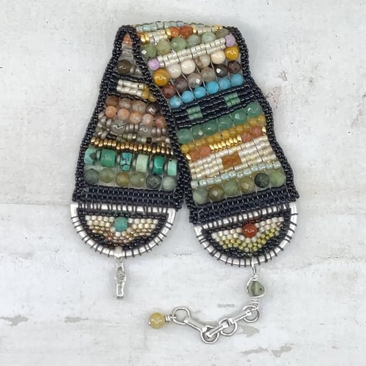Desert Moss Gemstone Band Bracelet