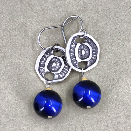 Bobble Earrings with Lapis Gemstone