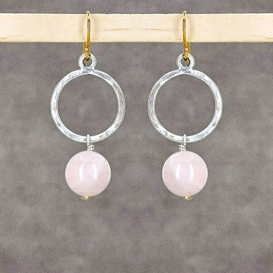 Bubble Earrings, Rose Quartz