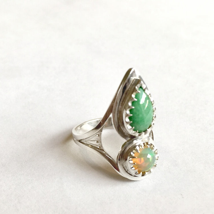 Custom Jade and Opal Engagement Ring for Pascual