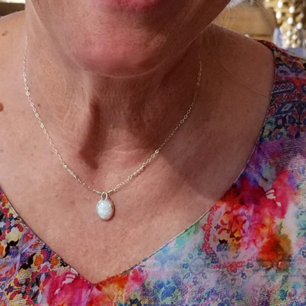 Opal Earrings Transformed Into Necklace for Christine